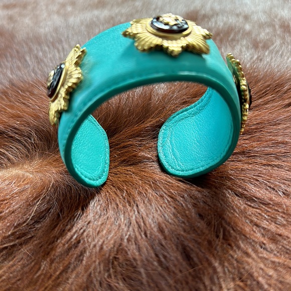 Turquoise LEATHER adjustable bracelet - Picture 4 of 6
